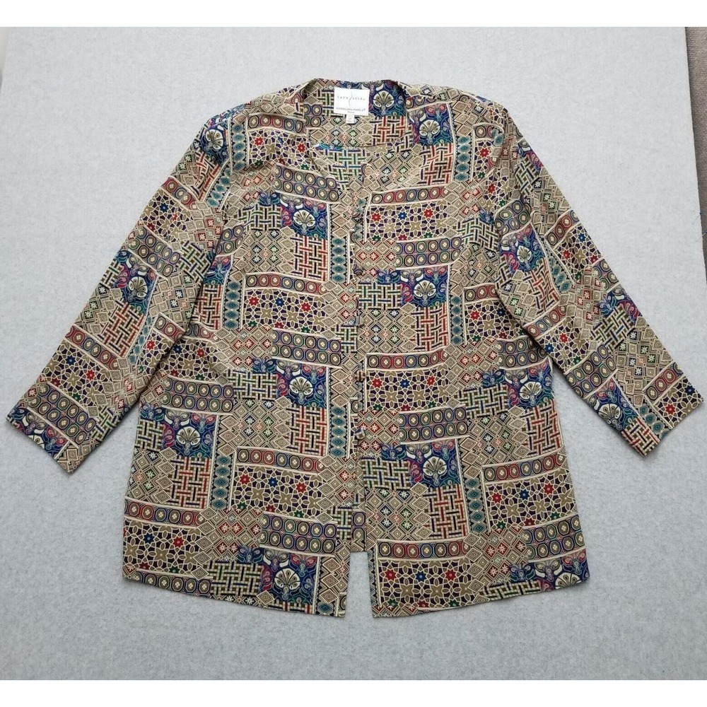 Safe‎ Silk By Adrianna Papell Top Womens 22 Lightweight 100% Silk Buttons